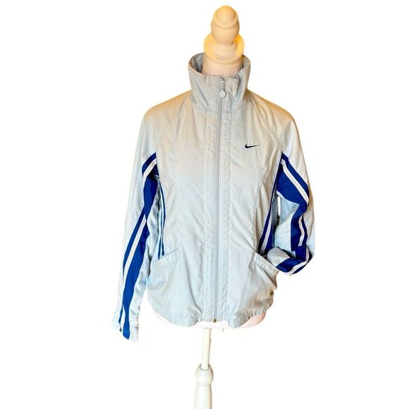 Nike Vintage Windbreaker Full Zip Jacket Womens Small Light Blue Athletic Gym - Picture 1 of 13
